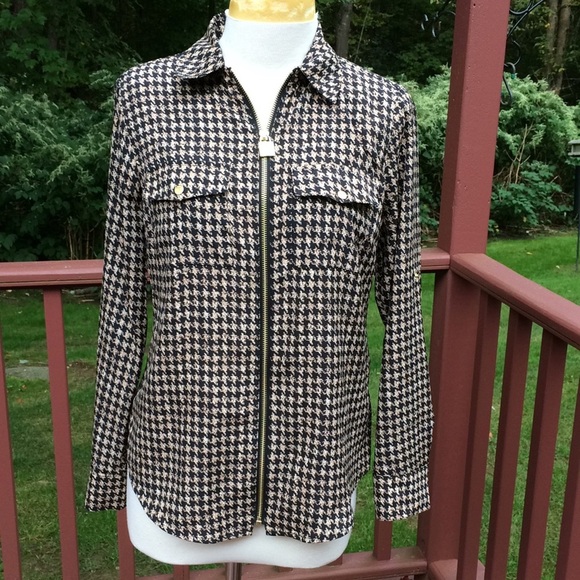 NWT! Michael Michael Kors PS houndstooth zippered top. - Picture 1 of 9